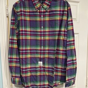 New with tags mens Large Ralph Lauren Multicolor Plaid Button Down Shirt